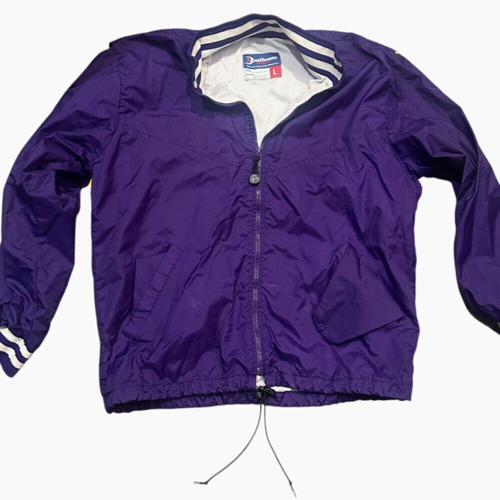 Vintage Boathouse Sports Windbreaker Jacket Polar Bears Purple Yellow USA Made L - Picture 3 of 7